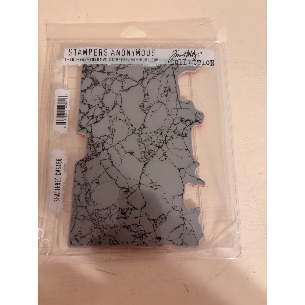 Tim Holtz Stampers Anonymous Shattered Cling Rubber Stamp CMS466 with Grid Block